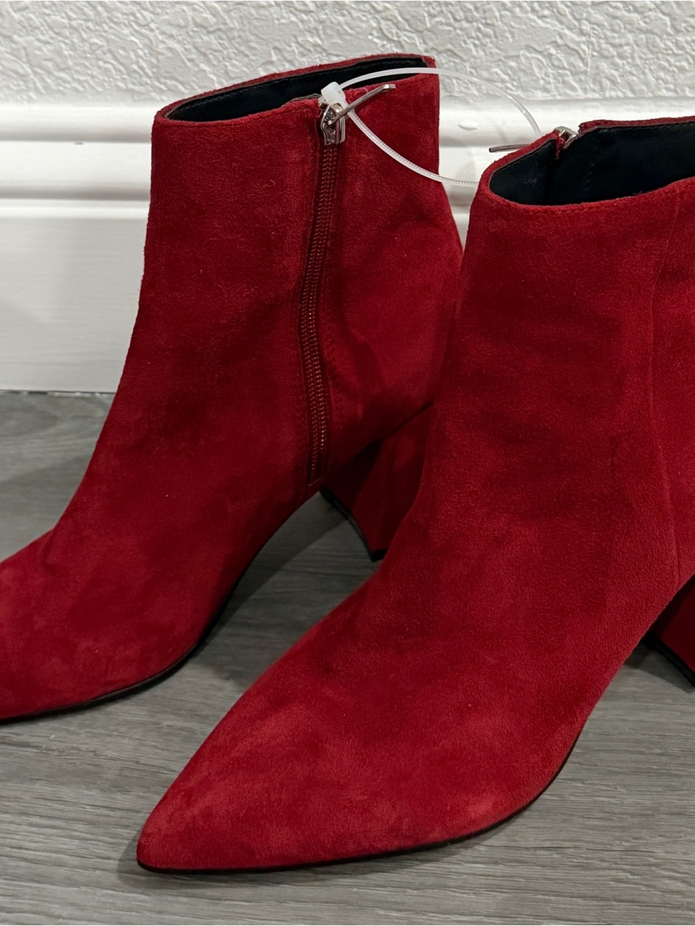 Marc Fisher Red Suede Pointed Ankle Booties